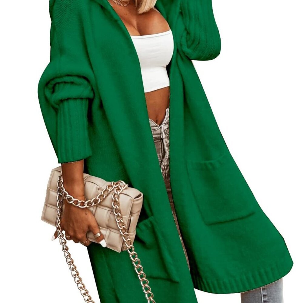 Oversized Hooded Cardigan Chunky Knit Long Sweater Coat Cable Knit
